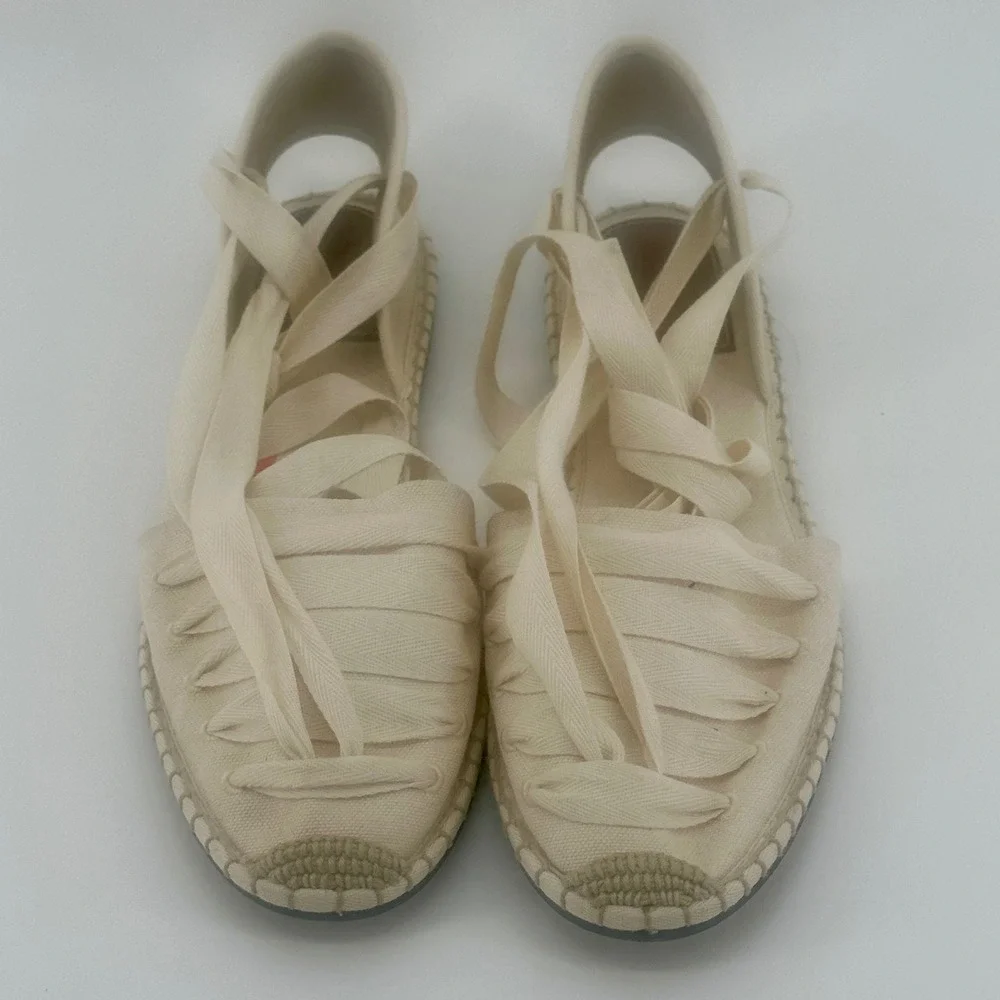 Polo Ralph Lauren Sandals Womens 11B Canvas Lace Up Espadrille Shoes Flats NWOB